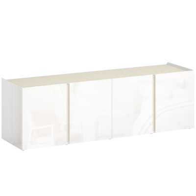 HOMCOM Mueble de TV para televisores de hasta 65 pulgadas con puertas de cierre suave, estantes ajustables, agujeros para cables, para sala de estar, Blanco