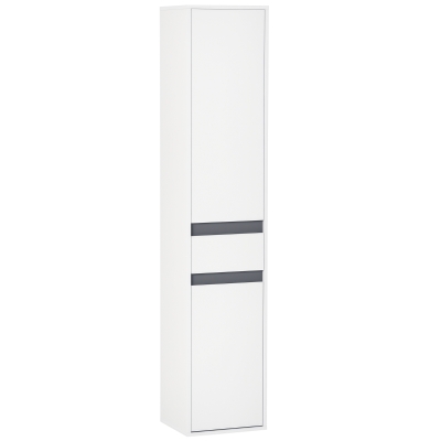 HOMCOM Colonna Bagno a 2 Armadietti Cassetto in Truciolato Bianco