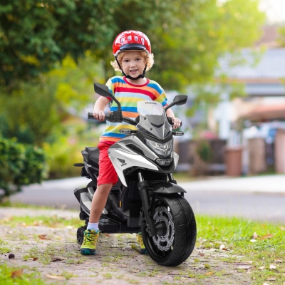 AIYAPLAY Moto electrică pentru copii, motocicletă Honda pentru copii 3-6 ani cu muzică, faruri alb