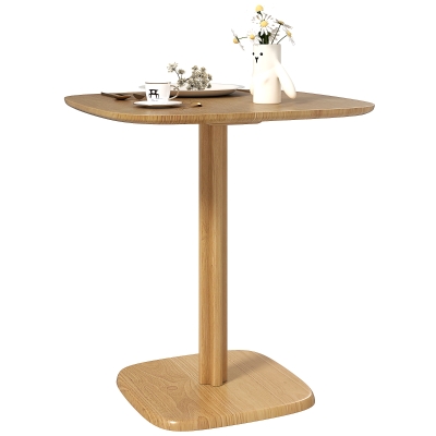 Masă de dining pentru 4 persoane, cu stil modern cu blat aspect lemn, 70 x 70 cm, lemn natural
