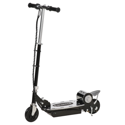 HOMCOM HOMCOM Patinete Eléctrico Scooter Plegable Negro Patinete Eléctrico Scooter Plegable con Manillar y tipo Monopatín con Freno y Caballete 120W Carga 80kg 81.5x37x96cm (Negro)