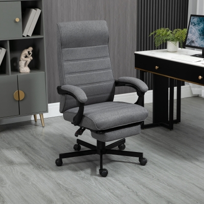 Vinsetto Fotoliu de birou pivotant inclinabil în material textil aspect lin cu brațe înălțime reglabilă gri