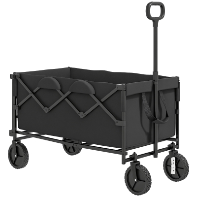Outsunny Carrello Giardino 160L Pieghevole Manico Regolabile Nero