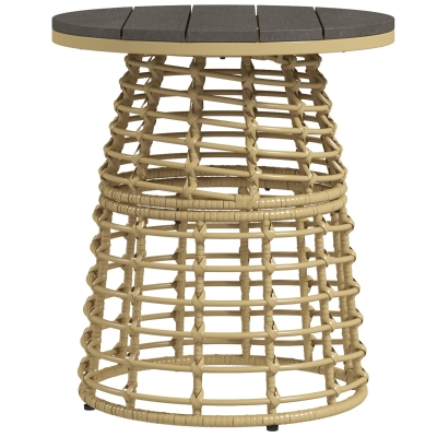 Outsunny Table Jardin Ronde Résine Rotin Métal Ø45cm