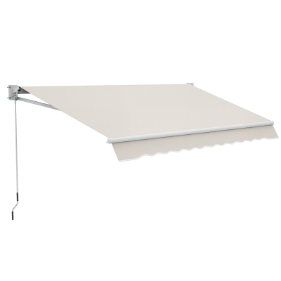 Outsunny Toldo Manual Retrátil com Manivela 200x250 cm Toldo de Parede com Proteção Solar UV50+ e Estrutura de Alumínio Creme