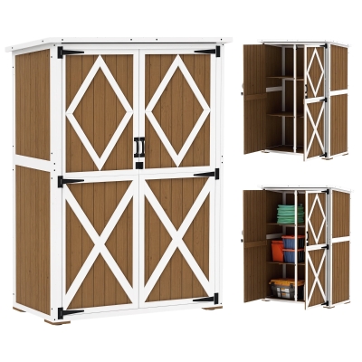 Outsunny Capanno da Giardino con 2 Ripiani Marrone e Bianco