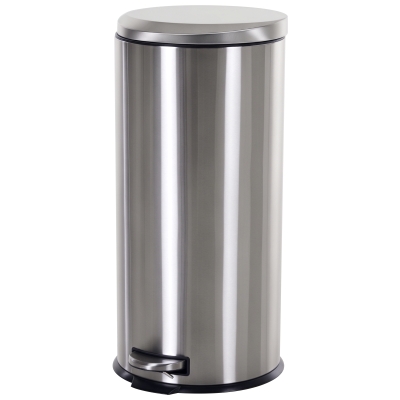 HOMCOM 30L Mülleimer Treteimer aus Edelstahl, Abfalleimer mit Inneneimer, Müllbehälter mit Deckel und Fußpedal, für Wohnzimmer, Büro, Ø29,2 x 62,5 cm