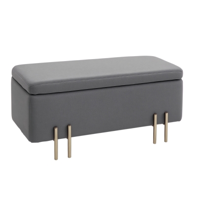 HOMCOM Sitzbank mit Stauraum Polsterbank mit Samtoptik, Sitztruhe mit Metallbeine, Truhenbank für Wohnzimmer Schlafzimmer Flur 100 x 40 x 42 cm, Dunkelgrau