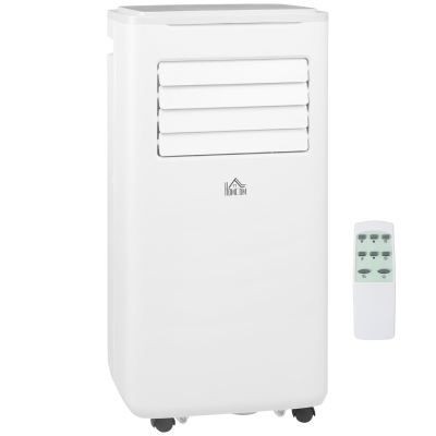 HOMCOM Aire Acondicionado Portátil 9000BTU Ventilador Deshumidificador con Control Remoto 35,3x35x72,5 cm Blanco