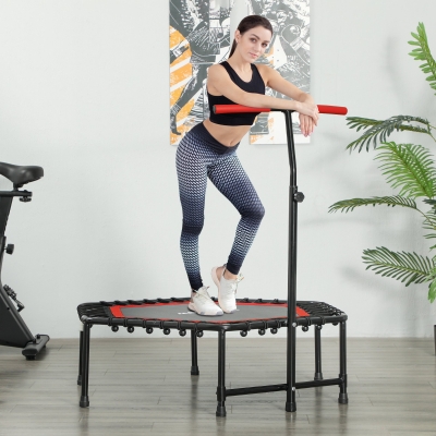 SPORTNOW Trambulin de fitness 114 cm, sfoară elastică, manetă reglabilă pe 3 poziții, trambulin de exerciții silențios, roșu