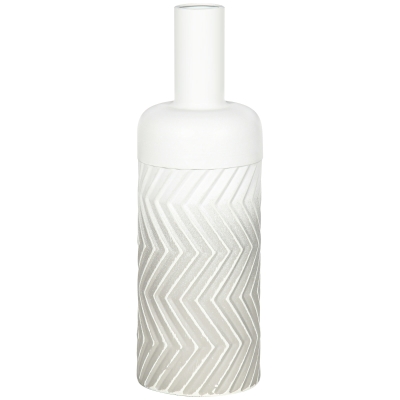 HOMCOM Jarrón para Flores de Metal Florero Decorativo Moderno con Textura 3D Decoración para Salón Dormitorio Ø15x45,5 cm Gris