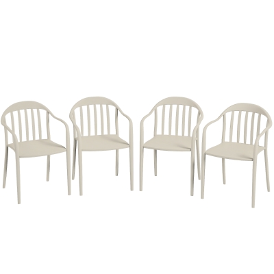 Set 4 Scaune de Grădină Stivuibile, 57x54x78 cm, Alb