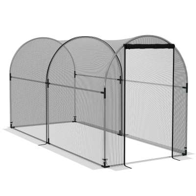 Outsunny Invernadero con Soportes Puerta con Cremallera y Anti-UV para Proteger las Plantas 120x300x146 cm Negro