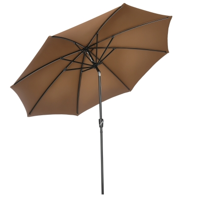 Outsunny Sombrilla de Jardín con Manivela y Techo Inclinable y para Patio Terraza Exterior Ø300x252 cm Marrón