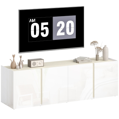 HOMCOM Mobile TV 135cm x 38cm x 45cm Bianco lucido
