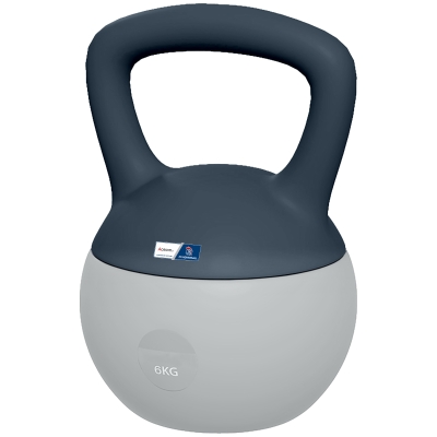 Aosom Kettlebell 6kg Gris/Jaune Poignée Antidérapante