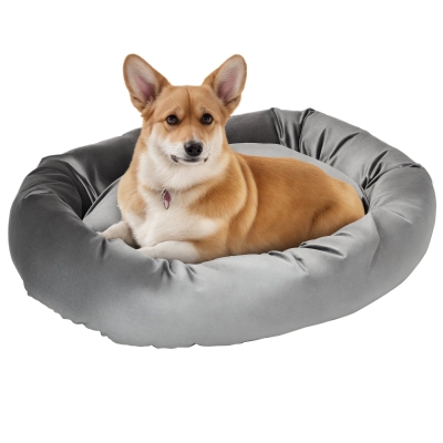 PawHut Hundebett Hundematte Hundekissen Hundematratze Hundesofa Tierbett Haustierbett rund abnehmbar waschbar für Hunde Katzen samtartiges Polyester Dunkelgrau 81,5 x 58 x 18 cm