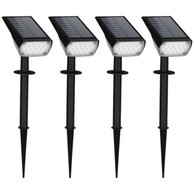 Outsunny set 4 Faretti da Giardino con Picchetto Luce Solare Nero