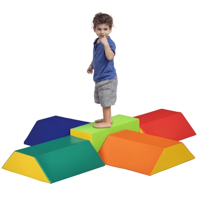 HOMCOM Conjunto de 5 Blocos para Crianças de 18-36 Meses Brinquedo de Construção para Aprendizagem Infantil 48x48x48cm Multicor