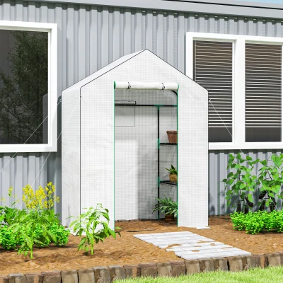 Outsunny Serra da giardino 143x74x190cm Bianco