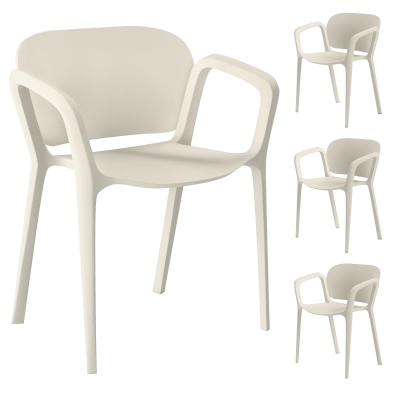 Set 4 Scaune de Grădină Stivuibile, 60x56x75 cm, Alb