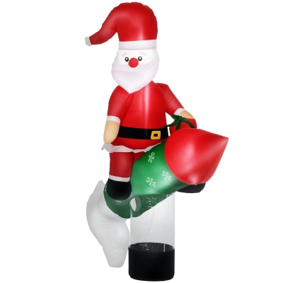 Outsunny Babbo Natale Gonfiabile da 180cm con Missile e Luci