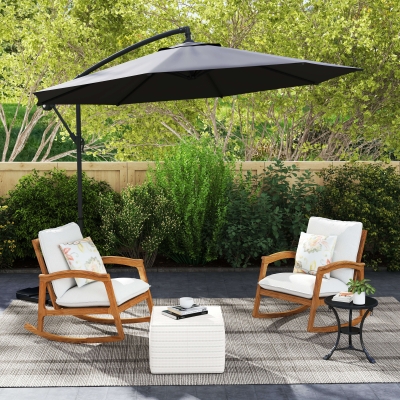 Outsunny 3m Cantilever Parasol Black with Crank & Weights