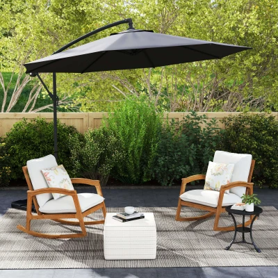 Outsunny 3m Cantilever Parasol Black with Crank & Weights