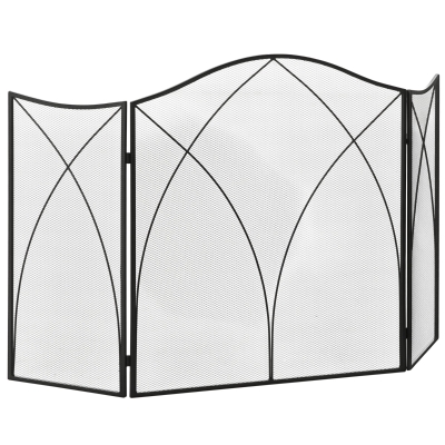 Parascântei pentru Șemineu din 3 Părți, 126x2x76 cm, Negru