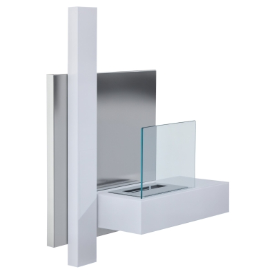 HOMCOM Caminetto a Bioetanolo 75cm x 22cm x 63cm Argento