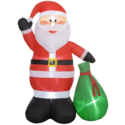 Outsunny Père Noël Gonflable 180cm LED Intérieur Extérieur