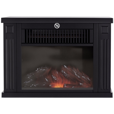 HOMCOM Chimenea Eléctrica 600/1200W Chimenea Decorativa de Mesa Chimenea Portátil con Efecto Llama Realista Protección Contra Sobrecalentamiento para 10-15 m² 34x17x25 cm Blanco