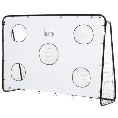 HOMCOM Portería de Fútbol para Niños con Lona de Precisión y Puntería para Entrenamiento y Perfeccionamiento 240x88x174 cm Blanco