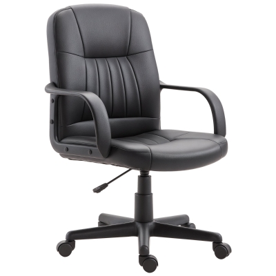 Vinsetto Sedia da Ufficio Ergonomica e Girevole, Poltrona da Ufficio con Altezza Regolabile in Similpelle 60x60x94-103cm Nero