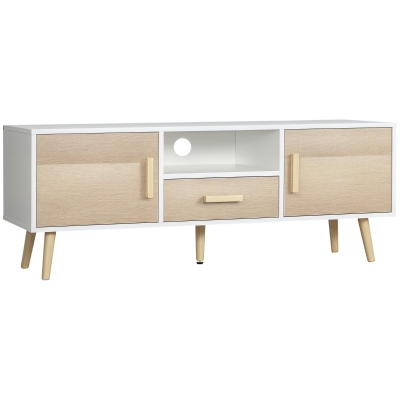 HOMCOM Mobile TV max 46" Basso con 2 Armadietti Ripiano e Cassetto