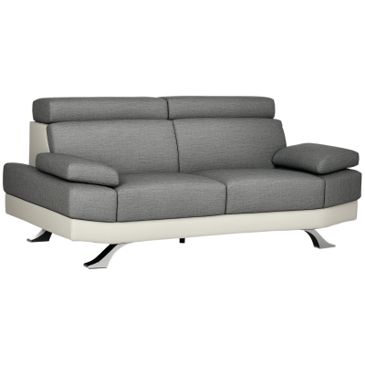 HOMCOM Divano 2 Posti Finta Pelle con Poggiatesta Reclinabile