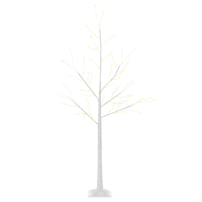 Outsunny Árbol de Abedul 150 cm con 210 Luces LED en Blanco Cálido Ramas Flexibles y Base para Decoración 20x20x150 cm Blanco