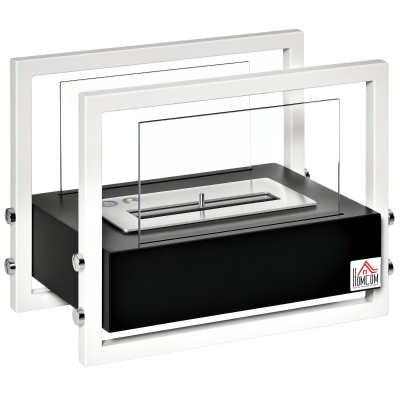HOMCOM Camino a bioetanolo 39.5cm x 25cm x 30cm Bianco, Nero