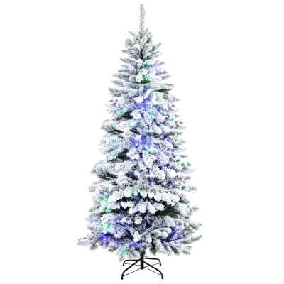 HOMCOM Sapin Artificiel 210cm LED Multicolore Vert Blanc
