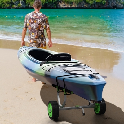 SPORTNOW bootkar, in breedte verstelbaar, draagvermogen tot 100 kg, aluminium, zwart+groen, 79 x 72,5 x 42 cm