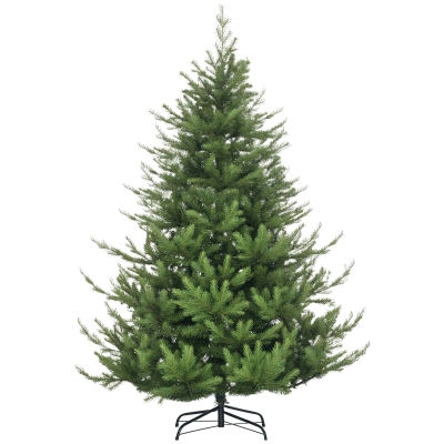 HOMCOM Weihnachtsbaum, Kunsttanne, realistisches Aussehen, schneller Aufbau, Kunststoff, Grün, 136 x 136 x 180cm