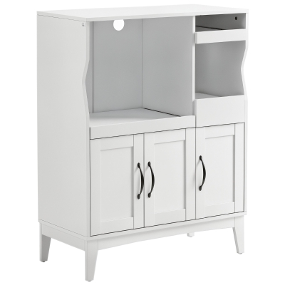 HOMCOM Credenza Cucina 2 Armadietti e Ripiani Estraibili Bianco