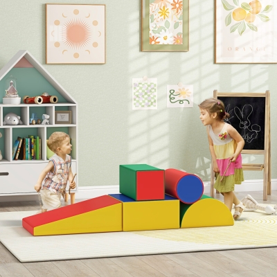 HOMCOM Juego de 5 Bloques de Espuma para Niños Bloques de Psicomotricidad Figuras de Construcción Multicolor