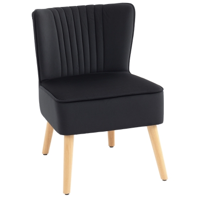 HOMCOM Modern Fabric Accent Chair, Rubber Wood Legs, Black