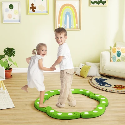 AIYAPLAY Percorso di Equilibrio per Bambini di +3 Anni con Punti Tattili per Interni ed Esterni, Verde