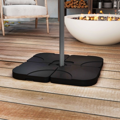 Outsunny Parasol Base Stand Weights Black 72kg Set of 4