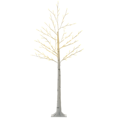 HOMCOM Árbol Sintético con 120 Luces LED IP44 con Brillo Ajustable Decoración para Interiores 20x20x150 cm Blanco
