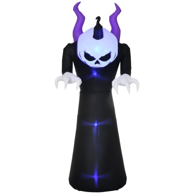 Outsunny Gespenst mit Kürbiskopf Halloweendeko aufblasbar mit blauem Flammeneffekt 88 x 79 x 210cm