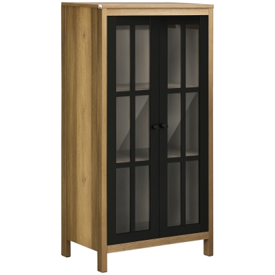 HOMCOM Credenza Moderna a 2 Ante in Vetro 60x35x120cm Marrone