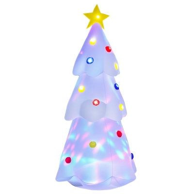 HOMCOM Albero di Natale Gonfiabile 100cm x 100cm x 245cm Bianco